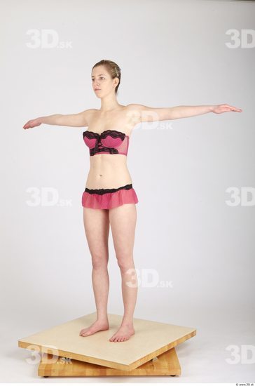 Whole Body Woman T poses Underwear Formal Slim Studio photo references