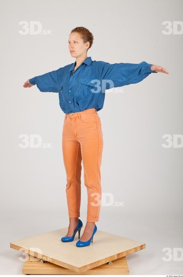 Whole Body Woman T poses Casual Slim Studio photo references