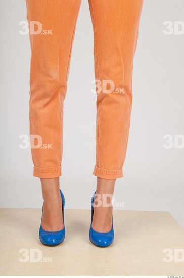 Calf Whole Body Woman Casual Trousers Slim Studio photo references