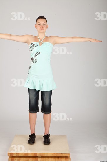 Whole Body Woman T poses Casual Slim Studio photo references