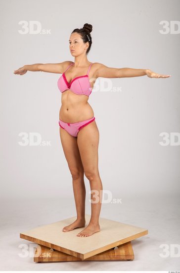 Whole Body Woman T poses Underwear Slim Studio photo references