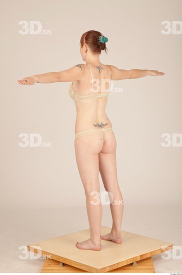 Whole Body Woman T poses Tattoo Casual Underwear Slim Studio photo references