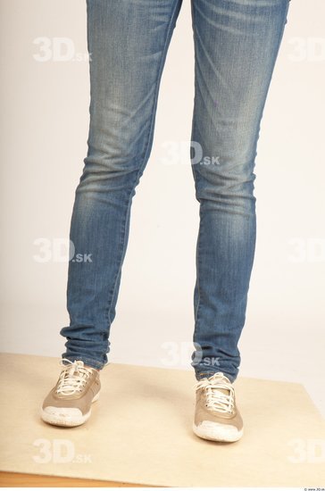 Calf Whole Body Woman Casual Jeans Slim Studio photo references