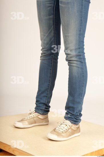 Calf Whole Body Woman Casual Jeans Slim Studio photo references