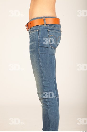 Calf Whole Body Woman Casual Jeans Slim Studio photo references