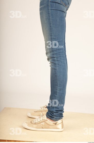 Calf Whole Body Woman Casual Jeans Slim Studio photo references