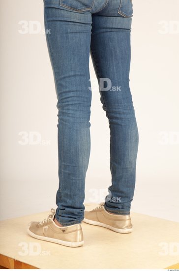 Calf Whole Body Woman Casual Jeans Slim Studio photo references