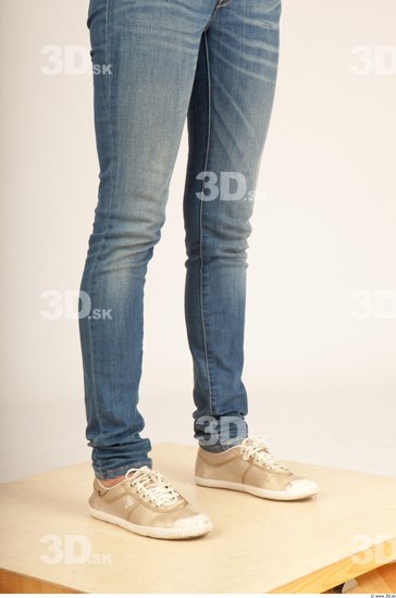 Calf Whole Body Woman Casual Jeans Slim Studio photo references