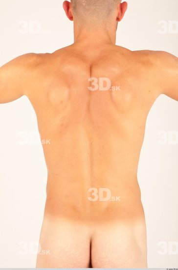 Whole Body Back Man Nude Casual Athletic Studio photo references