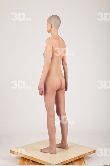 Whole Body Woman White Nude Slim Bald Female Studio Poses