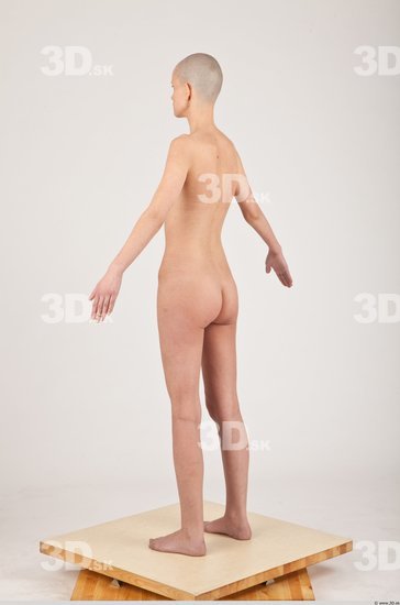 Whole Body Woman White Nude Slim Bald Female Studio Poses