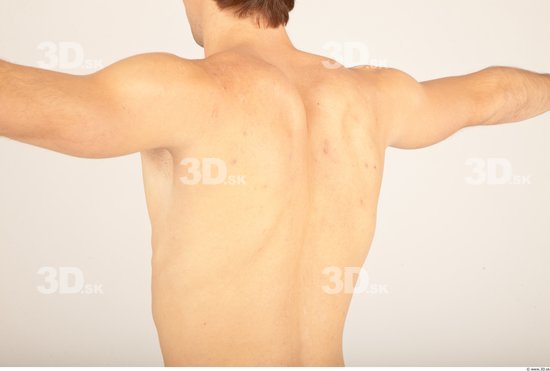 Whole Body Back Man Nude Casual Slim Studio photo references