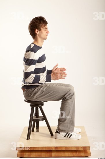 Whole Body Man Artistic poses White Casual Slim