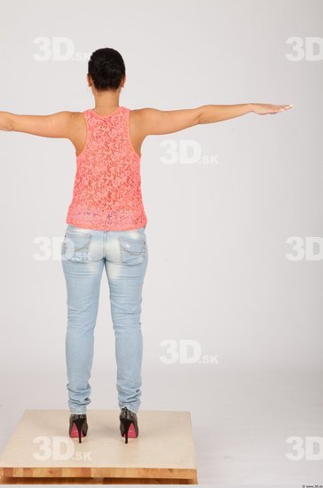 Whole Body Woman T poses Casual Slim Studio photo references