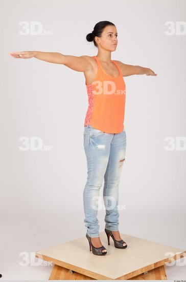 Whole Body Woman T poses Casual Slim Studio photo references