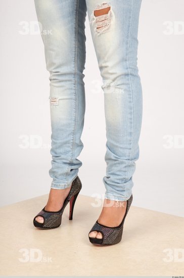 Calf Whole Body Woman Casual Jeans Slim Studio photo references