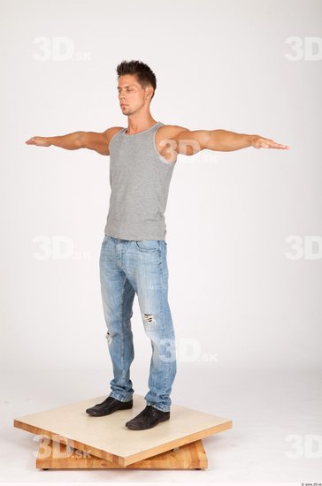 Whole Body Man T poses Casual Athletic Studio photo references