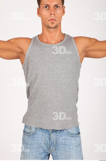 Upper Body Whole Body Man Casual Singlet Athletic Studio photo references