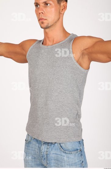 Upper Body Whole Body Man Casual Singlet Athletic Studio photo references