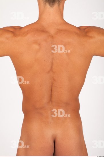 Whole Body Back Man Nude Casual Athletic Studio photo references