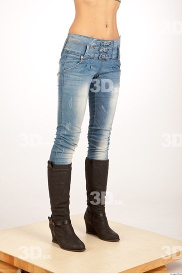 Leg Whole Body Woman Casual Jeans Slim Studio photo references