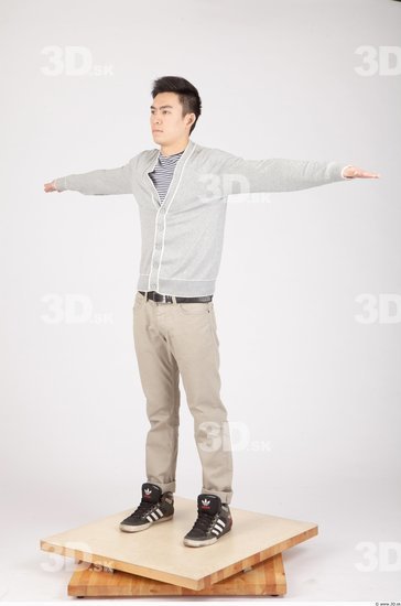 Whole Body Man T poses Asian Casual Slim Studio photo references