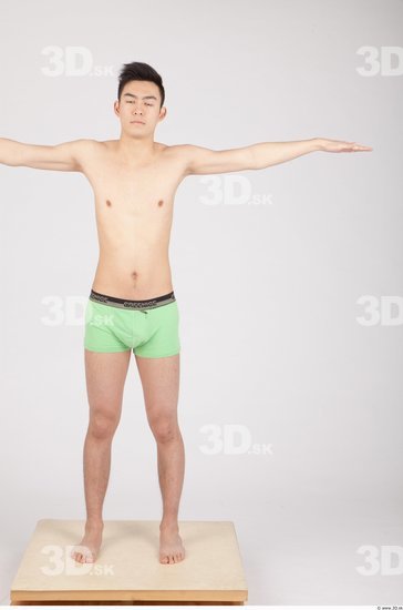 Whole Body Man T poses Asian Casual Underwear Shorts Slim Studio photo references