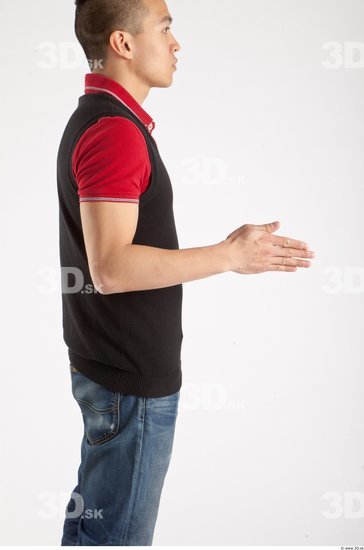 Arm Whole Body Man Animation references Asian Casual Shirt T shirt Slim Studio photo references