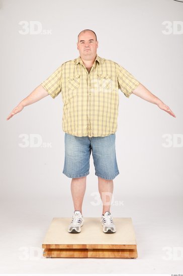 Whole Body Man Animation references Casual Overweight Bald Studio photo references