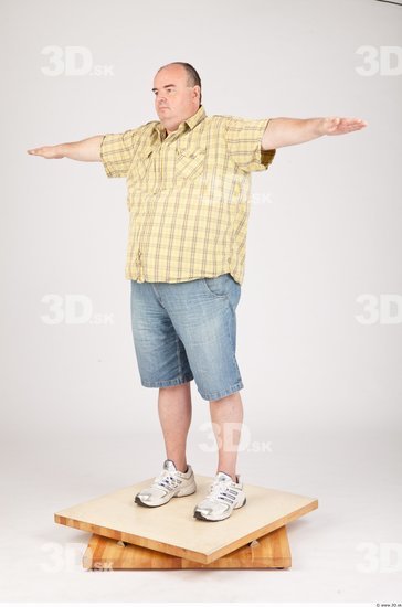 Whole Body Man T poses Casual Overweight Bald Studio photo references