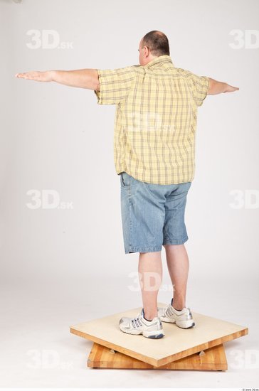 Whole Body Man T poses Casual Overweight Bald Studio photo references