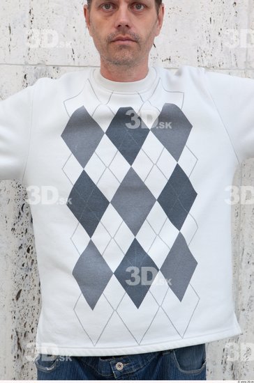 Upper Body Man White Casual Sweater Average