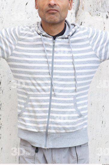 Upper Body Man White Casual Sweater Average