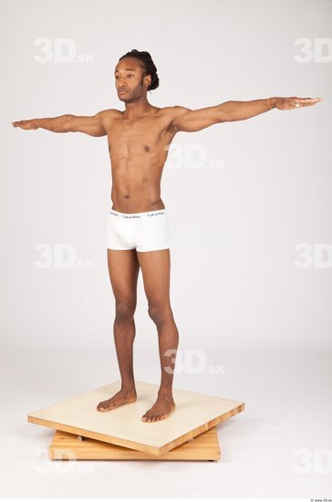 Whole Body Man T poses Black Underwear Shorts Athletic Studio photo references