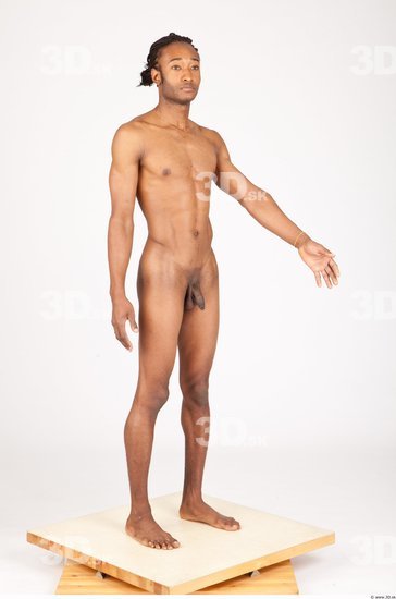 Whole Body Man Animation references Black Nude Athletic Studio photo references