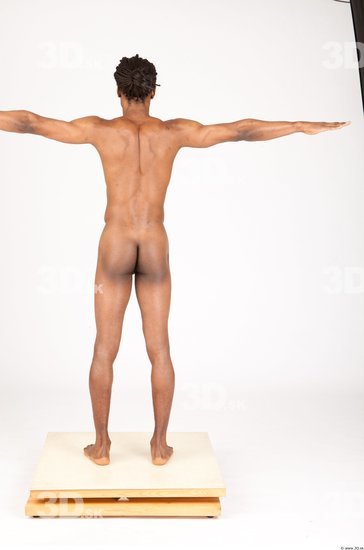 Whole Body Man T poses Black Nude Athletic Studio photo references