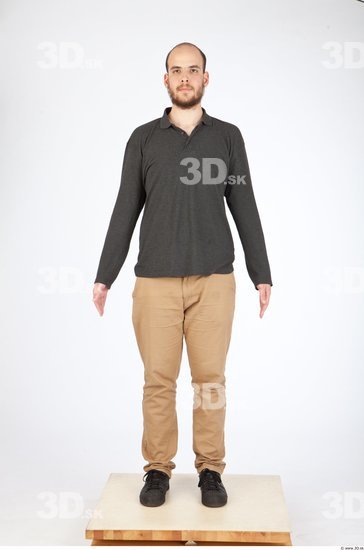 Whole Body Back Animation references Casual Slim Bearded Studio photo references