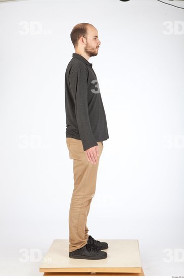 Whole Body Back Animation references Casual Slim Bearded Studio photo references