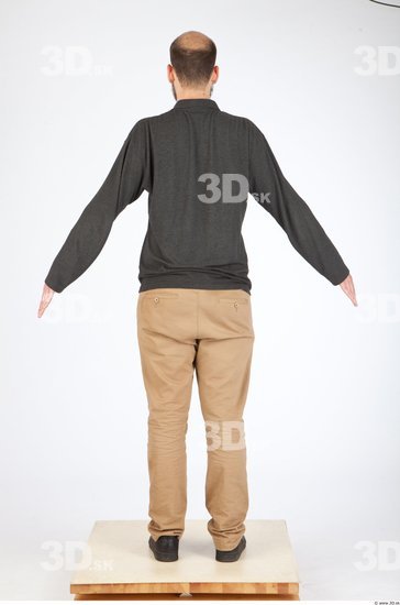 Whole Body Back Animation references Casual Slim Bearded Studio photo references