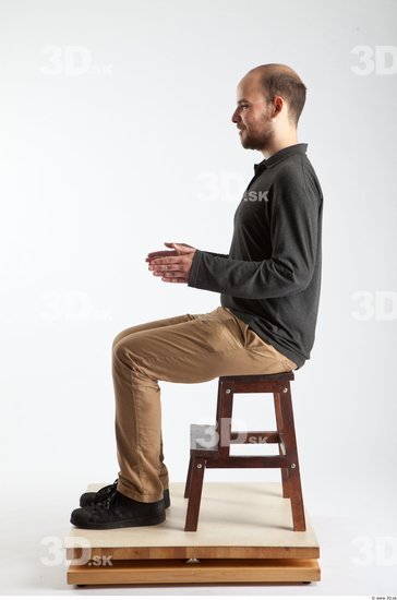 Whole Body Man Artistic poses White Casual Slim Bearded