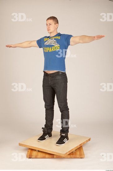 Whole Body Man T poses Casual Athletic Studio photo references