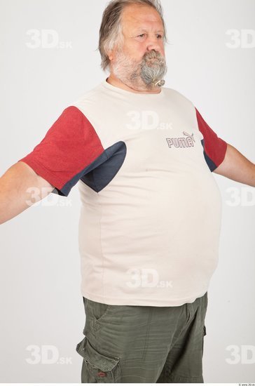 Upper Body Man Casual Shirt T shirt Wrinkles Studio photo references