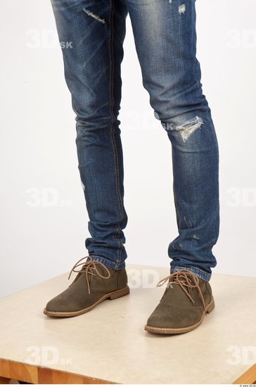 Calf Man Casual Jeans Slim Studio photo references