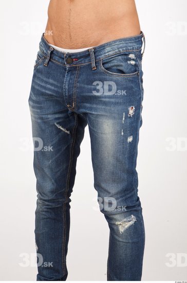 Thigh Man Casual Jeans Slim Studio photo references