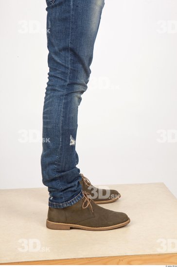 Calf Man Casual Jeans Slim Studio photo references