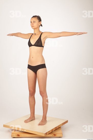 Whole Body Woman T poses Underwear Slim Studio photo references