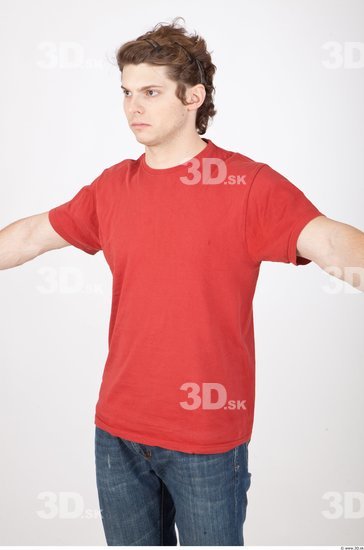 Upper Body Man Casual Shirt T shirt Studio photo references