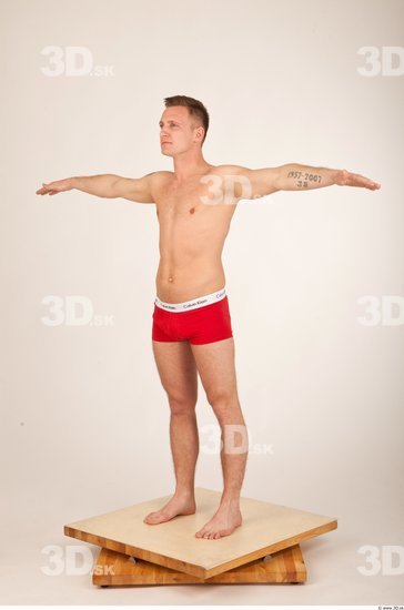 Whole Body Man T poses Underwear Shorts Athletic Studio photo references