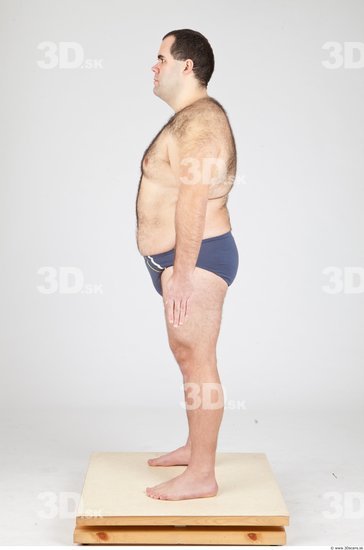 Whole Body Man White Underwear Overweight Studio photo references