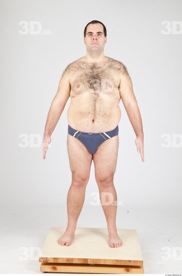 Whole Body Man White Underwear Overweight Studio photo references